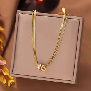 Trendy Stainless Steel Double Layer Necklace for Women