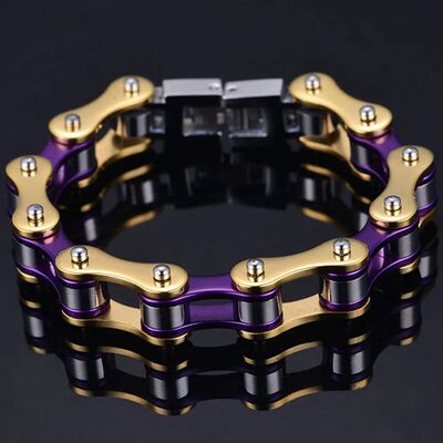 Purple Men Bracelets, Biker Motorcycle Chain Link