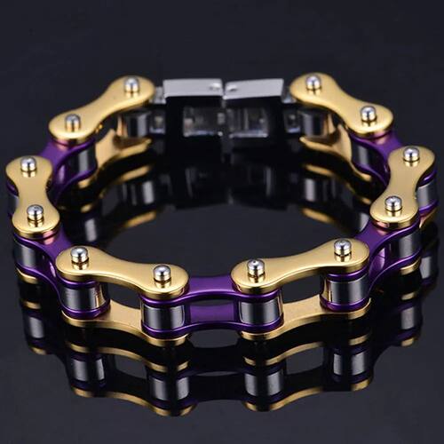 Purple Men Bracelets, Biker Motorcycle Chain Link