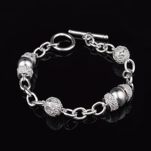 Fine noble ball charms silver plated bracelets for women