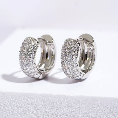 Luxury Full Zircon Multi-Row Sparkling Silver Color Hoop Ear
