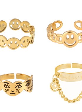 stainless steel ring for women ring Happy smiley rings
