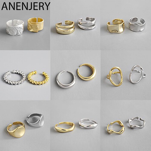New Sterling Silver Charming Irregular Chain Geometric Rings
