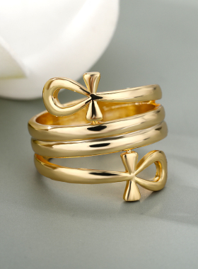 Egyptian Cross Rings For Women Jewelry Vintage Gold  Color