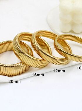 304L Stainless Steel Elastic Bracelet Women 18k Gold Plated