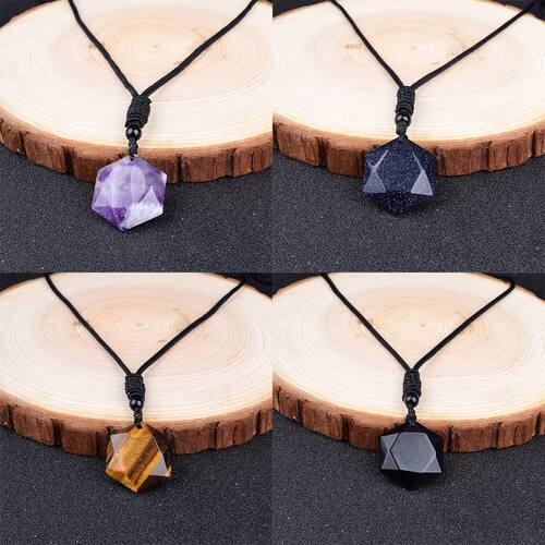 Natural Six-Pointed Star Pendant Necklaces Amethyst Tiger