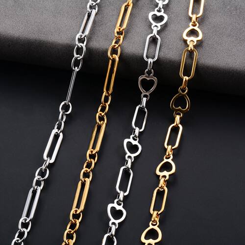 Chic Rectangle Heart Stainless Steel Necklace Link Neck