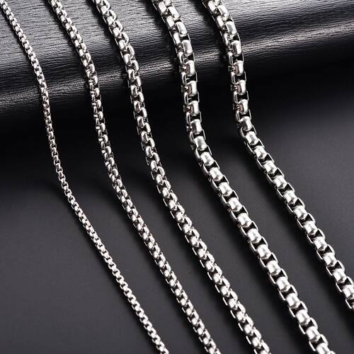 2/3/4/5mm Stainless Steel Silver Color Square Box Link
