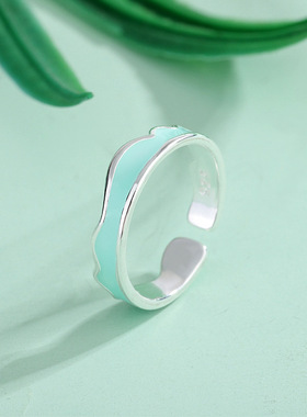 2023 fashion trend ring silver plated ring wave tiff blue