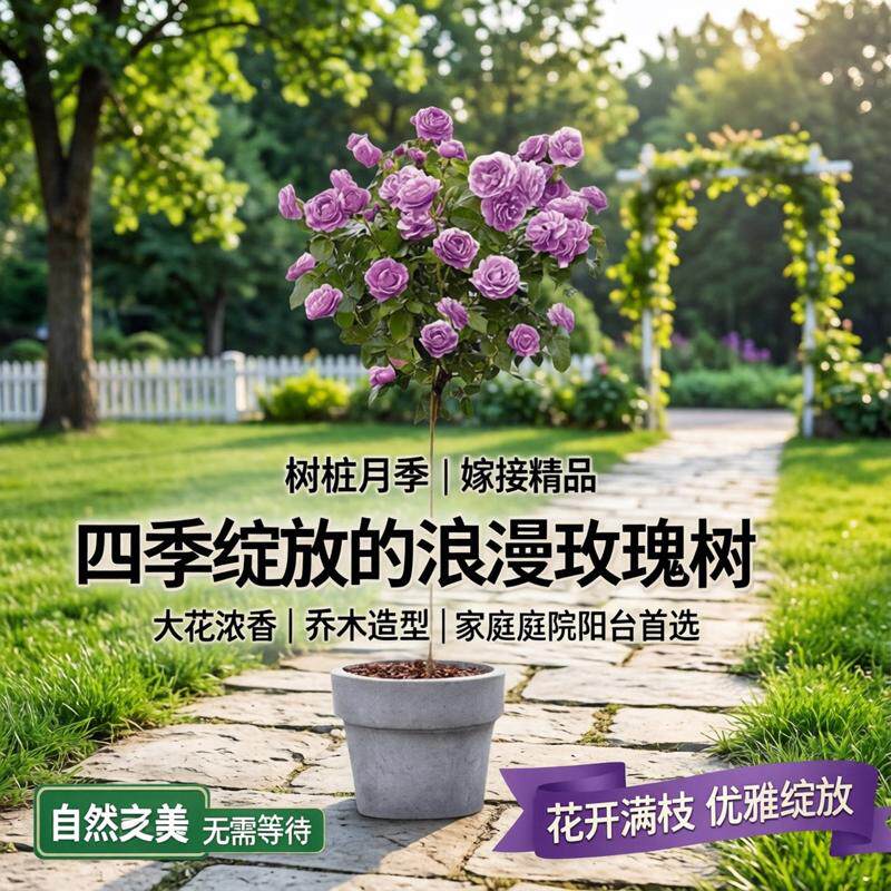 嫁接树桩月季庭院花卉阳台盆栽树状嫁接玫瑰花苗大花浓香四季开花