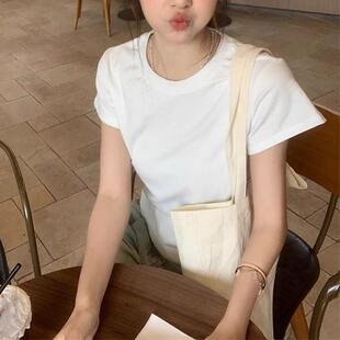 欧货设计感鱼骨t恤女2025夏装新款修身显瘦圆领小衫短袖小众上衣