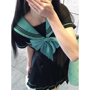 女夏季 学院风日系校供感jk制服套装 水手服上衣百褶裙两件套连衣裙