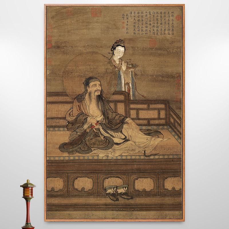 维摩诘图古代人物画禅意新中式装饰画走廊过道竖版挂画古壁画 家居饰品 现代装饰画 原图主图