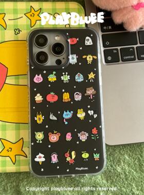 PlayBluee 原创黑色小涂鸦元素磨砂手机壳适用于17华为磁吸