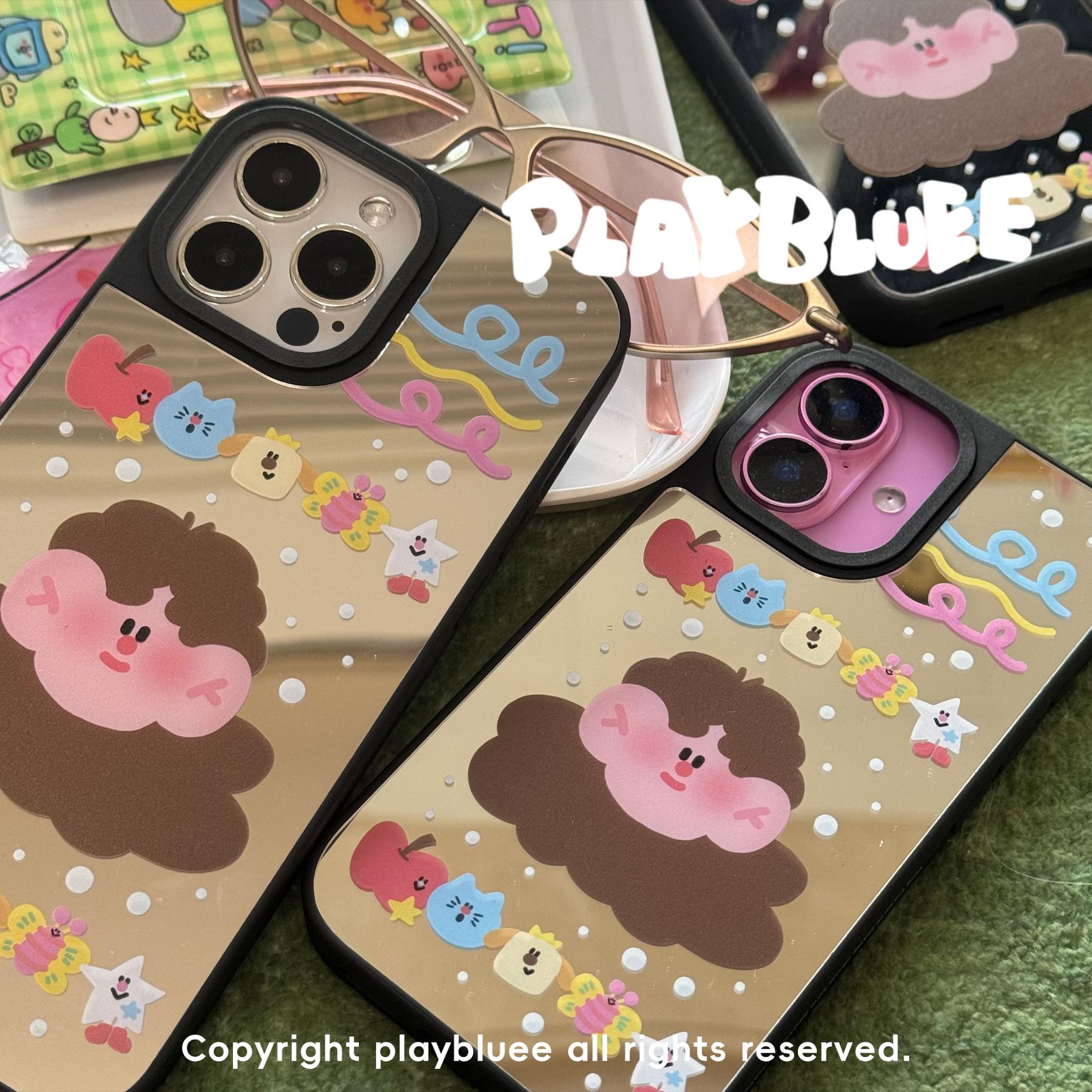 PlayBluee 原创下雪天镜面磨砂黑边手机壳适用于16华为