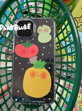 PlayBluee 原创可爱水果透明亮面手机壳适用于华为1617磁吸