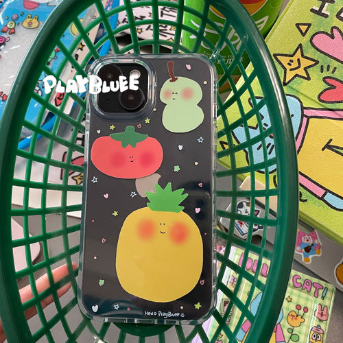 PlayBluee 原创可爱水果透明亮面手机壳适用于华为1617磁吸