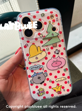 PlayBluee 原创红色波点小动物磨砂手机壳适用于17pro华为磁吸