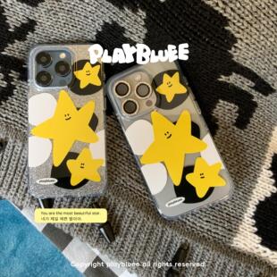 PlayBluee原创星星光面透明闪闪手机壳适用于苹果17mate60pro磁吸