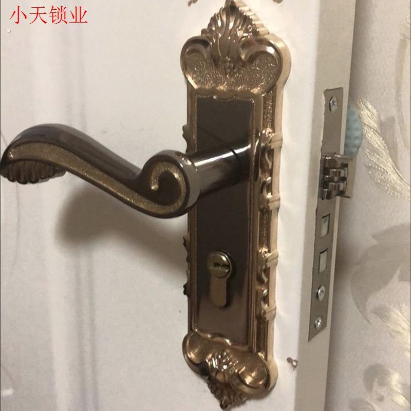 欧式房门锁家用室内卧室锁实木门简约静音门把手50孔距锁具通用.