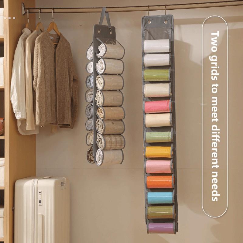 瑜伽裤收纳神器悬挂式打底裤收纳挂袋衣柜丝袜光腿神器收纳袋双面