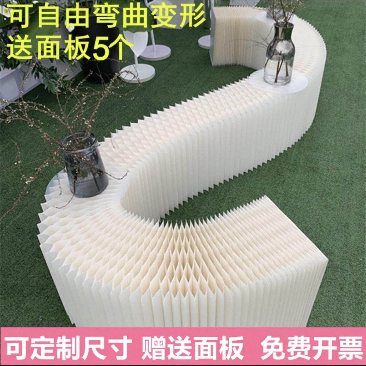 新款婚庆道具瓦楞纸折纸甜品台自由弯曲展示台蛋糕陈列架橱窗装饰