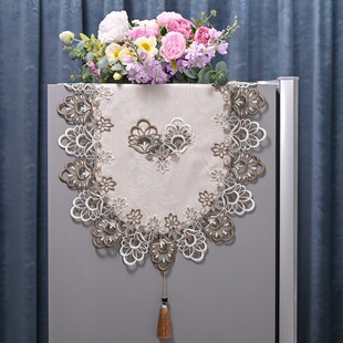 跨境新款遮冰箱布蕾丝双开门盖巾单开门防尘罩轻奢透气盖布防尘