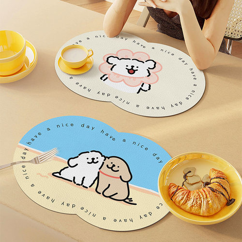 卡通风宠物猫狗家用餐垫食盆垫吸水好清理防抓耐咬地垫碗垫