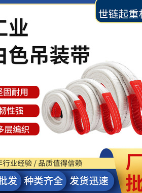 工业白色吊装带吊装带一吨2T3T5T8T10T3M6米加厚防割扁平吊装带