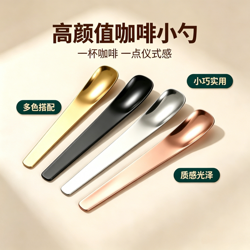 网红咖啡搅拌勺酸奶碗刮勺不锈钢蛋糕勺甜品勺高颜值冰淇淋小勺子