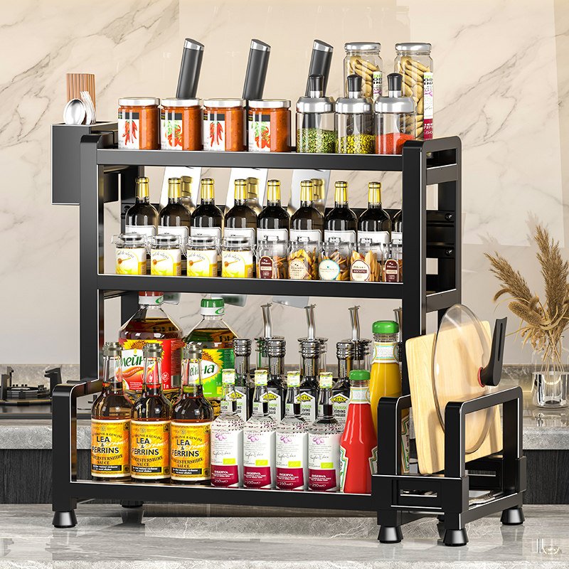 新款厨房调料置物架盐调味品盒罐多功能刀架家用台面多层收纳架子