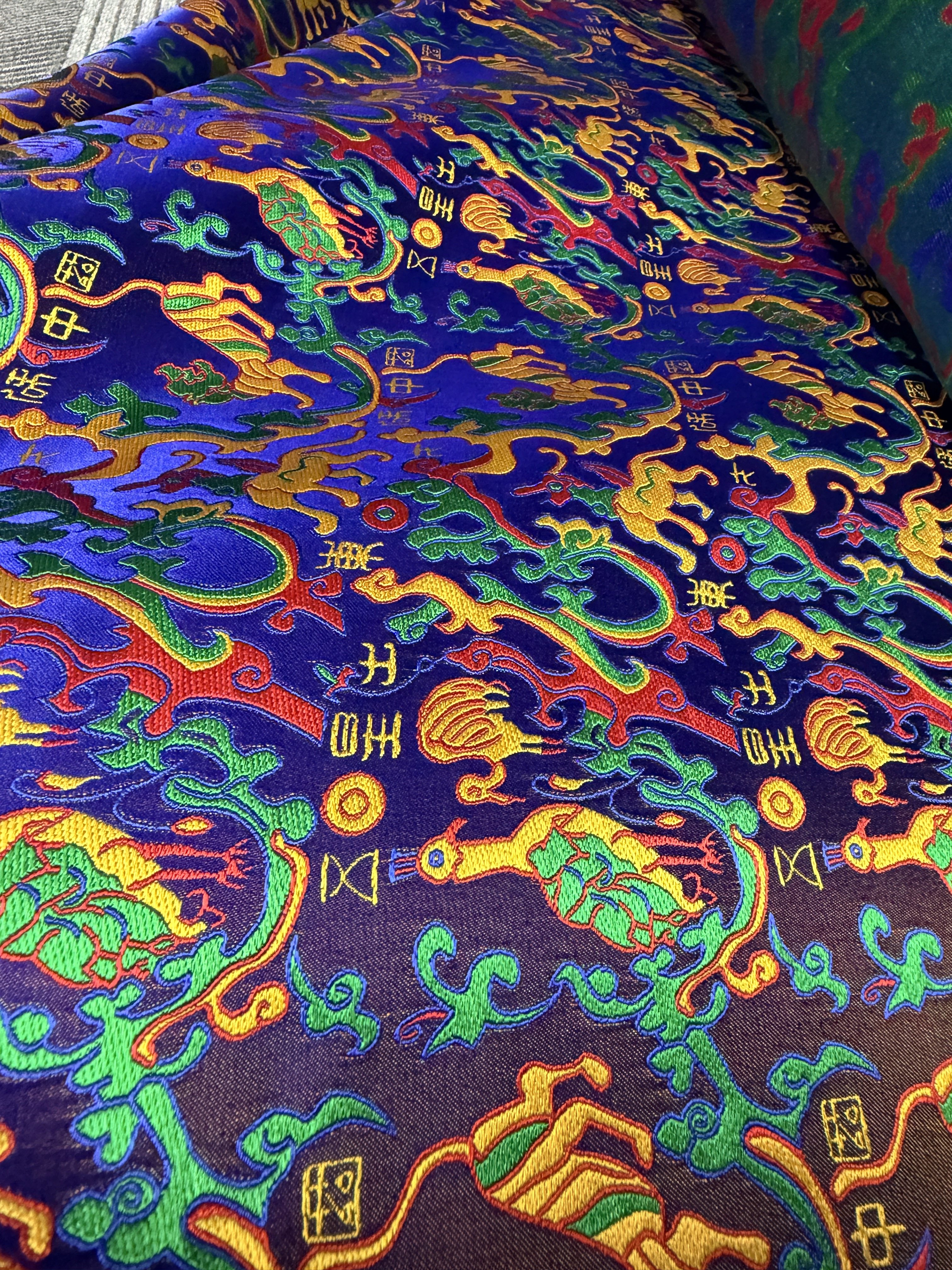 高定老蜀锦100%6A桑蚕丝140门幅75姆米左右