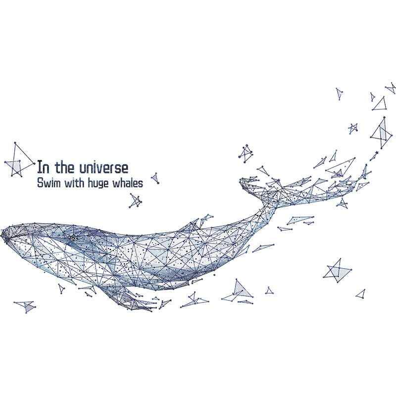 抽象墙面蓝色粘移除可自鲸鱼贴纸画装饰创意客厅墙卧室ins背景墙