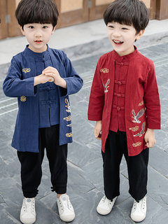 男童汉服秋款古装表演服民族风中式国学服装唐装薄款春秋季儿童装