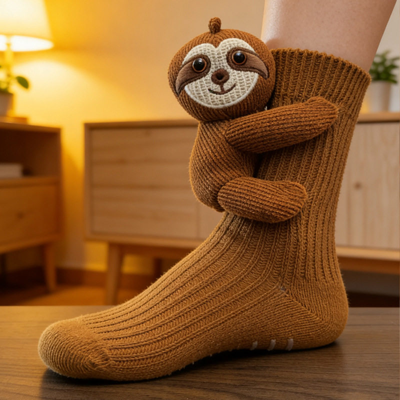针织地板袜卡通可爱圣诞袜子