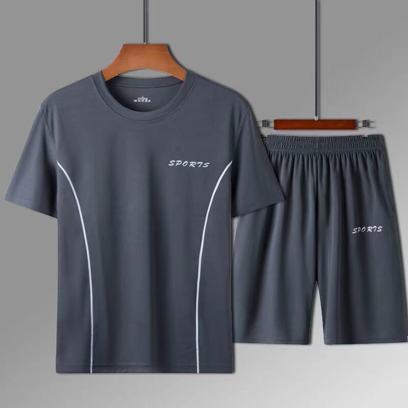 日本进口夏季篮球服套装男跑步健身运动男士短袖短裤大码速干T恤