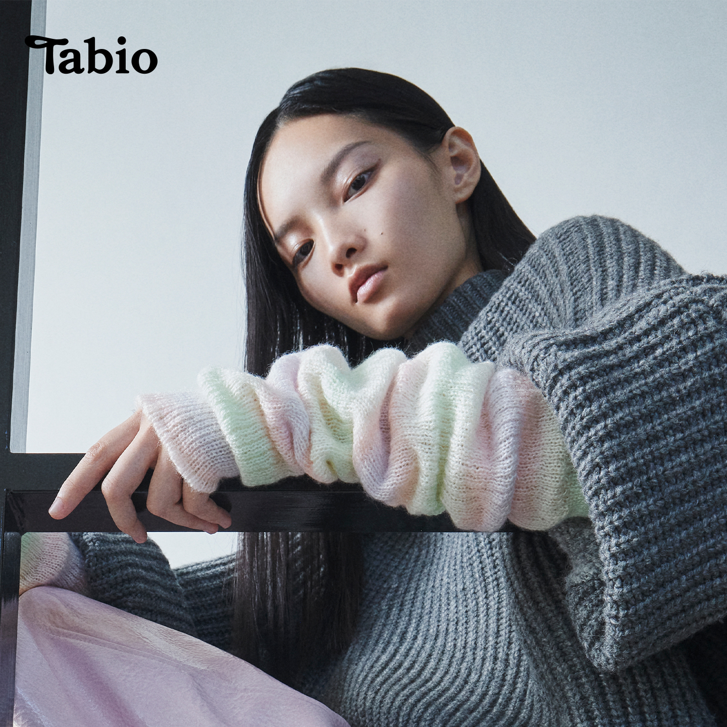 Tabio渐变条纹袜套女含羊毛护膝腿套小腿堆堆袜子女配靴子高级感