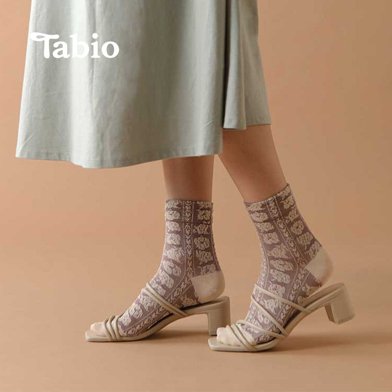 Tabio经典优雅酷浮条条纹花朵图案吸水秋冬薄款女士短筒袜子,女士内衣/男士内衣/家居服,中筒袜,淘宝优惠券,粉丝福利购,淘宝优惠卷