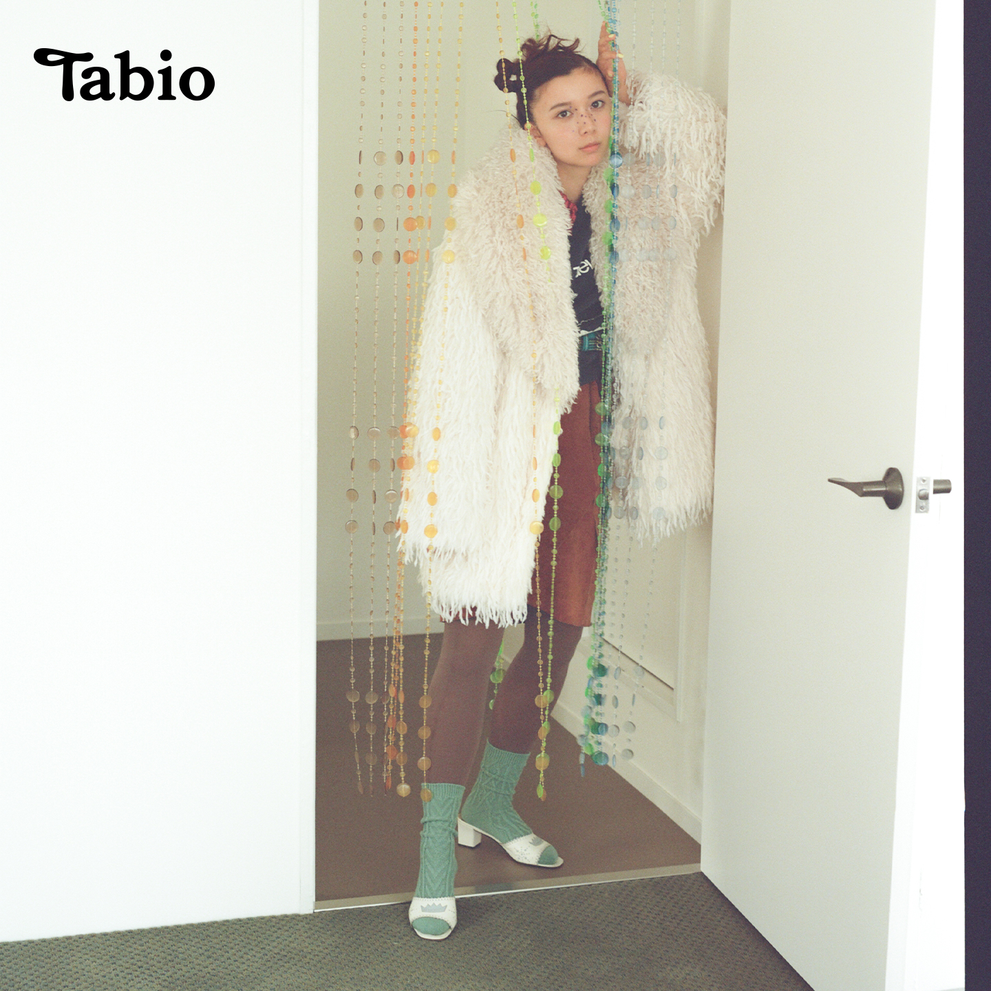 Tabio复古菱形袜子女秋冬高弹透气含羊毛中筒袜休闲商务百搭女袜