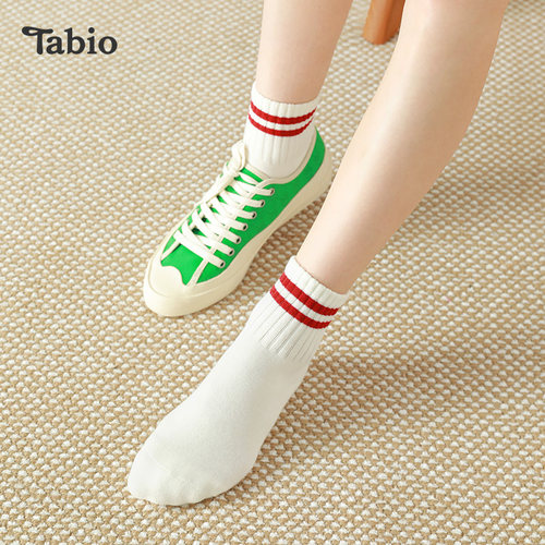 Tabio条纹袜子女保暖透气高弹