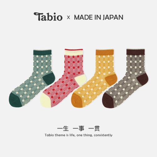 Tabio波点袜子女日本制透气吸湿
