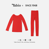 女本命年礼盒装 Tabio红色保暖内衣套装 女100%美利奴羊毛秋衣秋裤