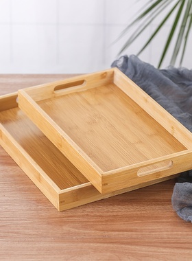 Bamboo tea tray F tray rectangular commercial household te