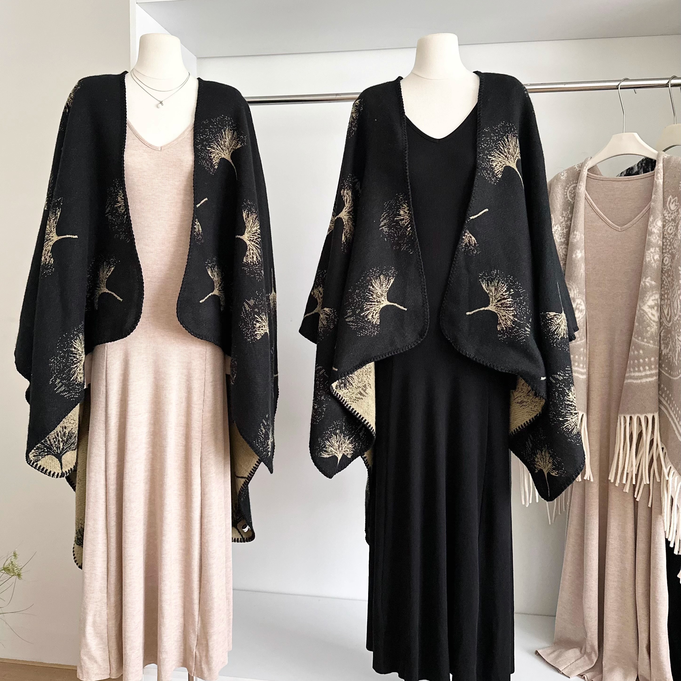 秋围巾两用新中式披风大斗篷外套