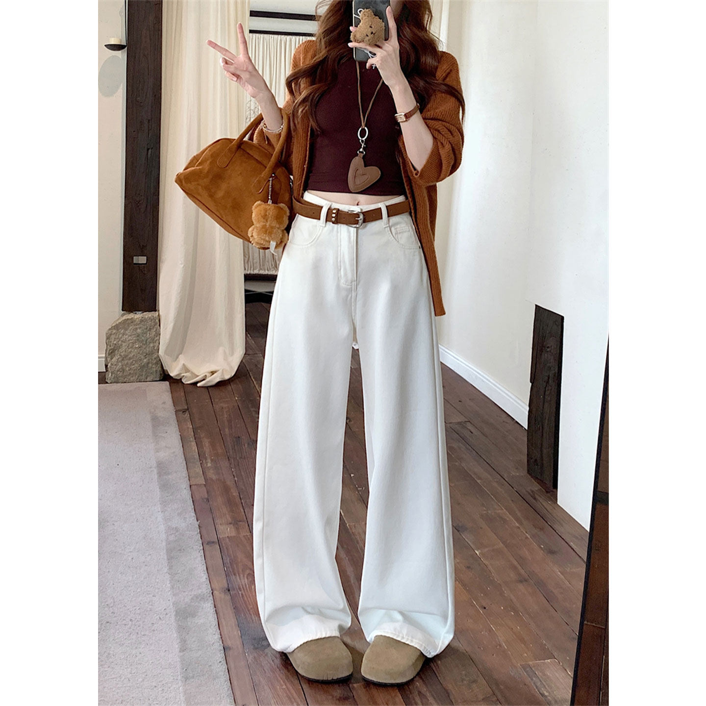 秋冬超火加绒加厚阔腿白色牛仔裤女高腰显瘦窄版直筒裤拖地长裤子,女装/女士精品,牛仔裤,淘宝优惠券,粉丝福利购,淘宝优惠卷