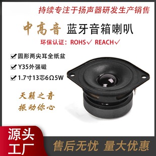 43.5mm圆形尖耳全纸盆13芯6Ω5W外磁中高音多媒体喇叭厂扬声器