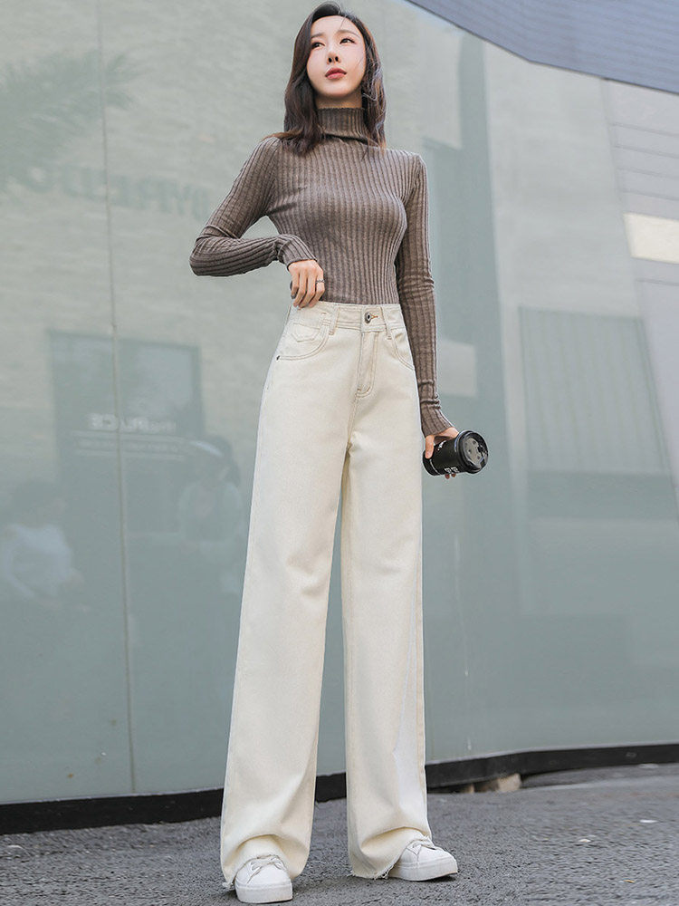 米白色阔腿牛仔裤女2021年夏季新款高腰宽松显瘦垂感拖地直筒裤子在类目 3C数码配件, 数码包/收纳/整理, 数码收纳整理包中 - 来自Buy2taobao.com提供专业的淘宝代购服务