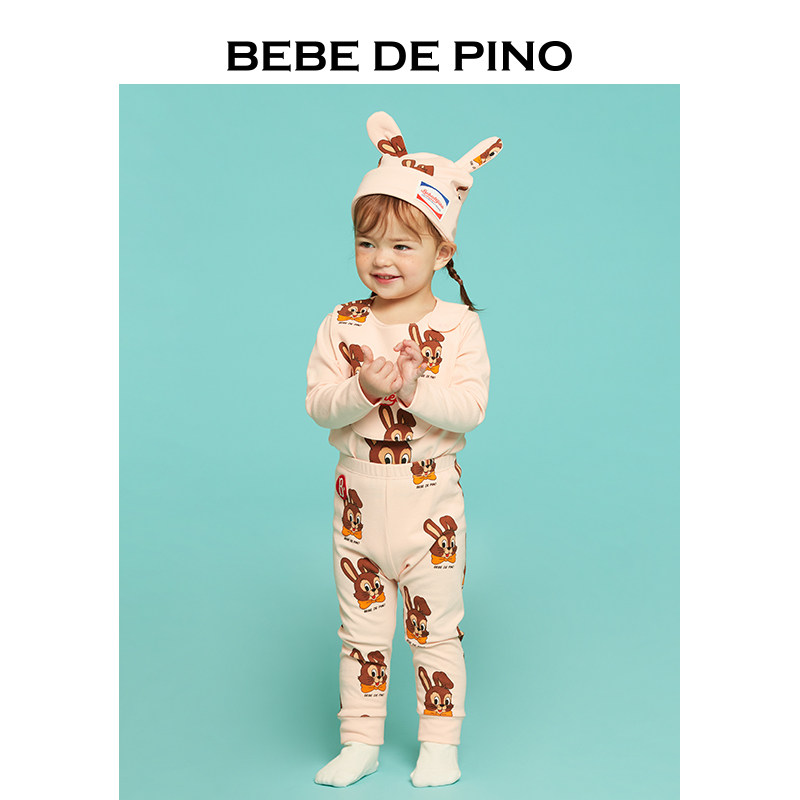 BEBEDEPINO贝贝品诺童装25春季新品满印樱桃色婴儿连体衣套装