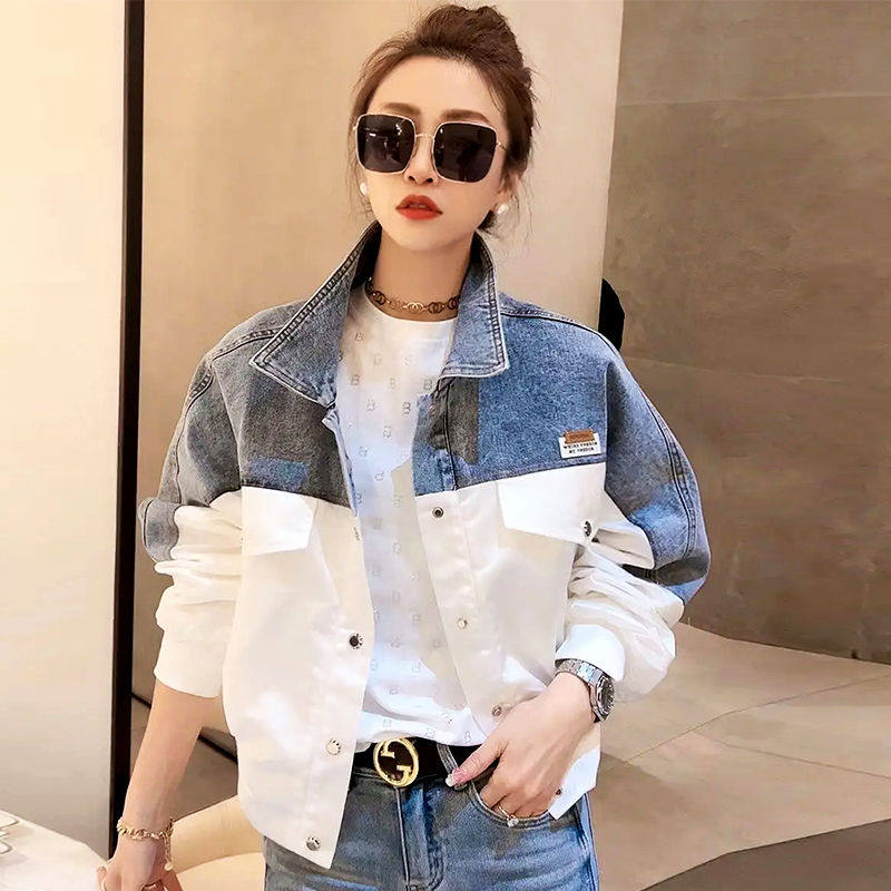 拼接牛仔外套女203春秋新