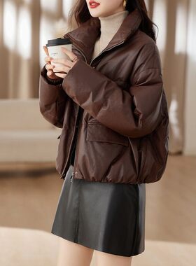 时尚小个子皮羽绒棉服女2